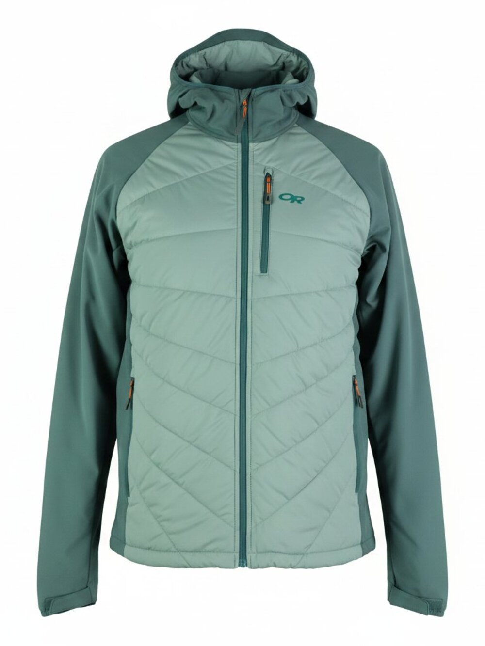 Outdoor Research Refuge Hybrid Jacket Mens Extra Large Green Hooded Full Zip